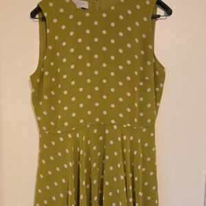 Hobbs Green Polka Dot Midi Dress